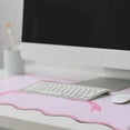 thumbnail image 7 of Large Pink Bow Scalloped Desk Mat 31. 5" x 15. 7" Cute Bow Mouse Pad Coquette Kawaii Computer Mousepad Big Preppy Aesthetic Table Decor Non-Slip Rubber Base Mat for Women Office Home$$Office, 7 of 7