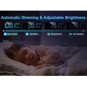 XREXS Digital Wall Clock Large Display, 16.5 LED Wall Clock with 6 Color Changes Night Lights, Auto DST, Count Up/Down Timer Clock with Remote Control for Living Room Bedroom Office Wall Decor