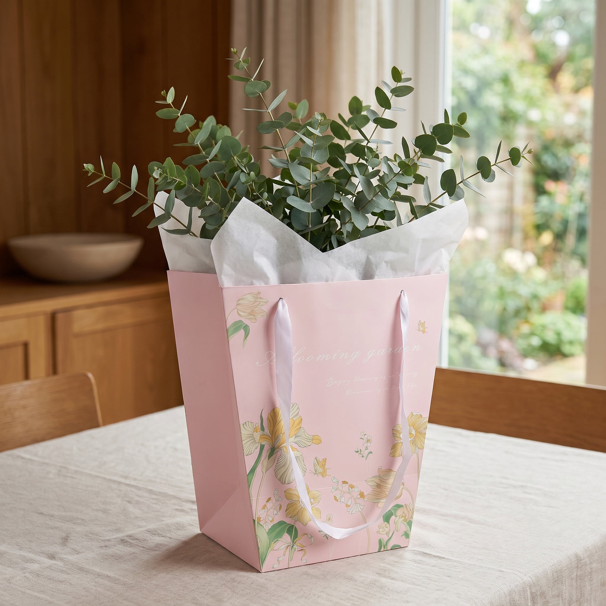 Unique Bargains Thick Totes for Gifts with Comfortable Handles Pink 11.8" x 9.8" x 13.8"