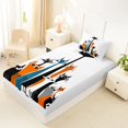 thumbnail image 5 of Manfei Vintage Cat Twin Sheets, Abstract Kitten Bedding, Orange Teal, 3pcs, 1 Flat Sheet, 1 Fitted Sheet and 1 Pillowcase, 5 of 6
