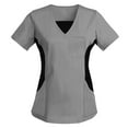 thumbnail image 3 of Fanxing Scrub Tops for Women V Neck Scrubs with Pocket Nurse Uniform Gray,L, 3 of 4