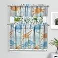 thumbnail image 2 of Kitchen Curtains 36 Inch Short - 3 Panel Set, Hawaiian Sea Turtle Ocean Design, Tropical Underwater Marine Life Print, Rod Pocket Window Curtain, Easy Wash, 2 of 6