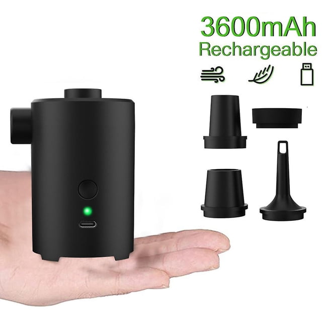 Bomba eléctrica 2 en 1, inflador y desinflador inalámbrico portátil, recargable por USB, minibomba de aire con 4 boquillas para colchón, cojín de camping, barco, piscina