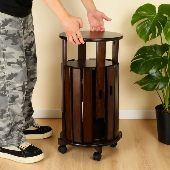 Stackable Stools Set of 4,Wood Chair on Wheels Sturdy and Durable,Dining Chairs Stacking Stools No Installation Required for livingroom Kitchen,Top Stackable Round Stool