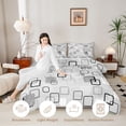 thumbnail image 4 of Castle Fairy Minimalism Outlined Square King Size Comforter Sets 3pcs,Abstract Solid Square Comforters King Size,Charcoal Gray White,Reversible,1 Comforter and 2 Pillowcases, 4 of 6
