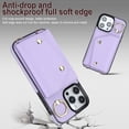 thumbnail image 5 of Compatible with iPhone 15 Wallet Case with Card Holder Crossbody Neck Strap Lanyard Wrist Strap Purse for Women PU Leather Flip Case with Credit Card Kickstand Stand Case Purple, 5 of 8