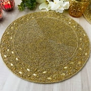 Enliven, Luxury Handmade bead placemat, living room table decoration, beaded tablemat, gold