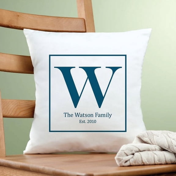 Personalized Family Initial Pillow, Blue