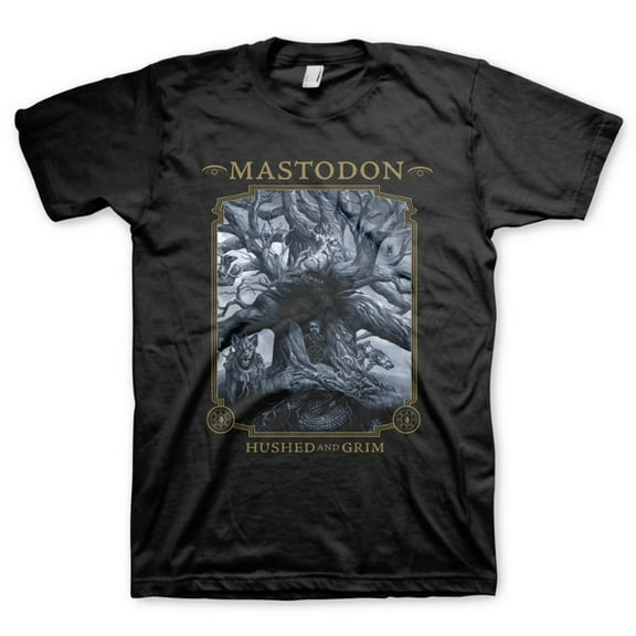 Mastodon Men's Hushed and Grim Cover Logo T-Shirt Black Small | Officially Licensed