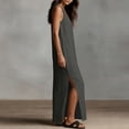thumbnail image 5 of Hvogkswy Summer Maxi Dresses for Women Solid Sleeveless V Neck Linen Dress Boho Loose FLowy Casual Beach Vacation Long Dress, 5 of 8