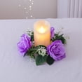 thumbnail image 4 of Nkmbld Spring Wreaths for Front Door Rose Candle Wreath Artificial Silk Flower Ring Leaf Candle Wreath Wedding Valentine Day Party Table Candlestick Decorations, 4 of 6