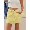 thumbnail image 6 of Light Yellow Denim Mini Skirt High Waist A-Line With Front Pockets, 6 of 30