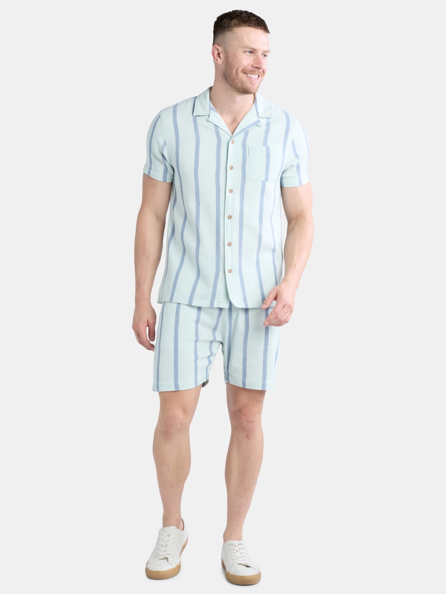 Fly By Night Men’s and Big Men’s Passport Striped Shorts, 6" Inseam, Sizes S-3XL