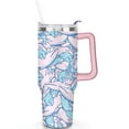 thumbnail image 2 of 40oz Ocean Cute Shark Stainless Steel Flip Straw Tumbler Spill Proof Travel Cup Double Wall Vacuum Insulated Coffee Mug with Top Handle, 2 of 6