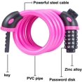 thumbnail image 2 of Bicycle Lock, Bicycle Chain Locks with 5 Digit Codes Resettable Combination Bicycle Cable Lock for Bicycle, Motorcycle, Door, Pushchair, BBQ, Luggage(Pink), 2 of 5