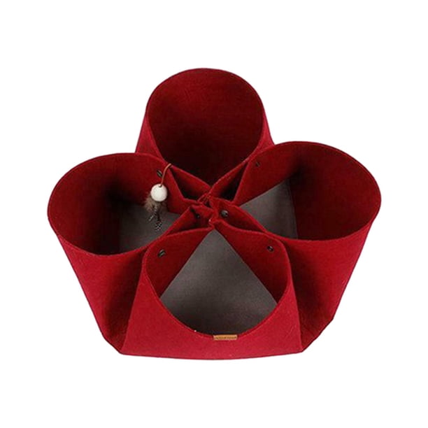 Alfombra túnel para gatos, cama túnel plegable, casa para gatos, juguetes para gatos, alfombra de juego para gatos DIY Rojo