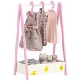 thumbnail image 1 of Qaba Kids Clothing Rack, Kids Dress Up Rack with Storage, Hangers, Pink, 1 of 10