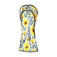 thumbnail image 6 of Golf Club Covers, Watercolor Yellow Flowers Premium PU Leather Driver Hybrid Putter Head Covers with Velvet Lining, Waterproof Golf Gifts for Men Women, 6 of 11