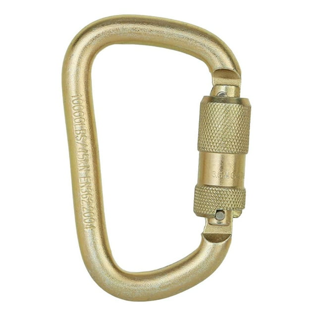 D Carabiner Master Locking Carabiner for Climbing Locking Dogs Hiking Golden