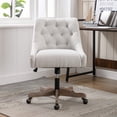 thumbnail image 2 of JINS&VICO Home Office Desk Chair with Mid-Back Modern Tufted Velvet Fabric Computer Chair Swivel Height Adjustable Accent Chair with Wheels and Metal Base Vanity Chair for Study Living Bedroom,Beige, 2 of 7