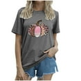 thumbnail image 4 of Womens T Shirts Tops Autumn Loose Pumpkin Printed Short Sleeve Round Neck Ladies Clothing,Grey,XL, 4 of 4