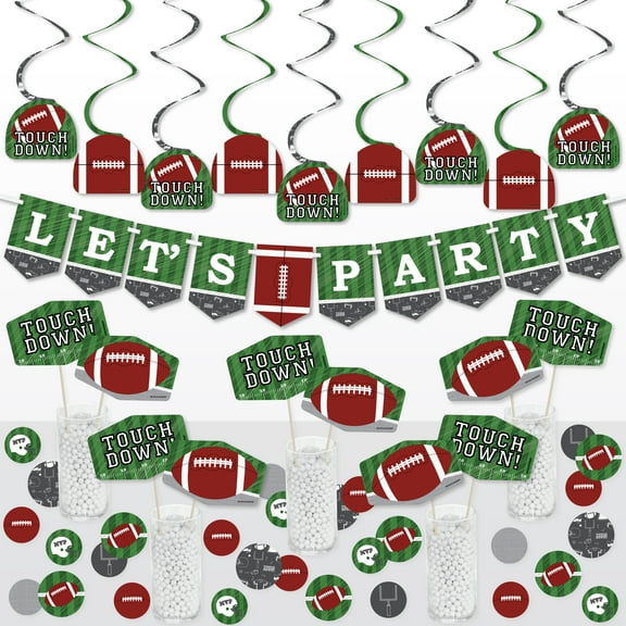 Big Dot of Happiness End Zone - Football - Baby Shower or Birthday Party Supplies Decoration Kit - Decor Galore Party Pack - 51 Pieces