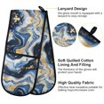 thumbnail image 4 of Dailycode Double Sided Oven Mitt with Loop Heat Resistant Kitchen Long Potholders 7" x 35" Abstract Blue Gold Marble, 4 of 6