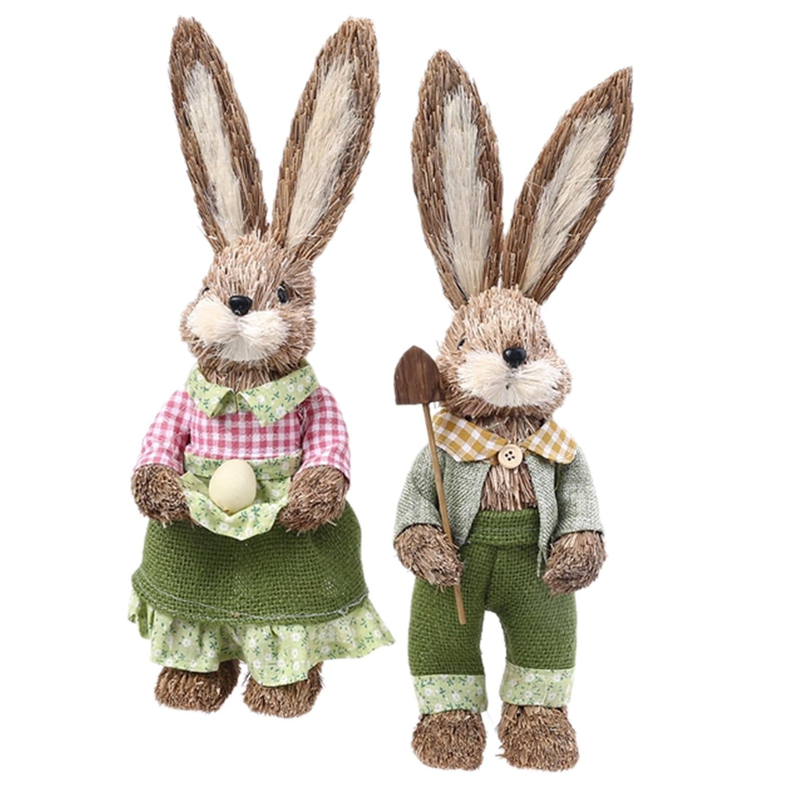 Wooden Easter/Spring Boy/Girl Bunny Rabbit Freestanding Decoration set of two 