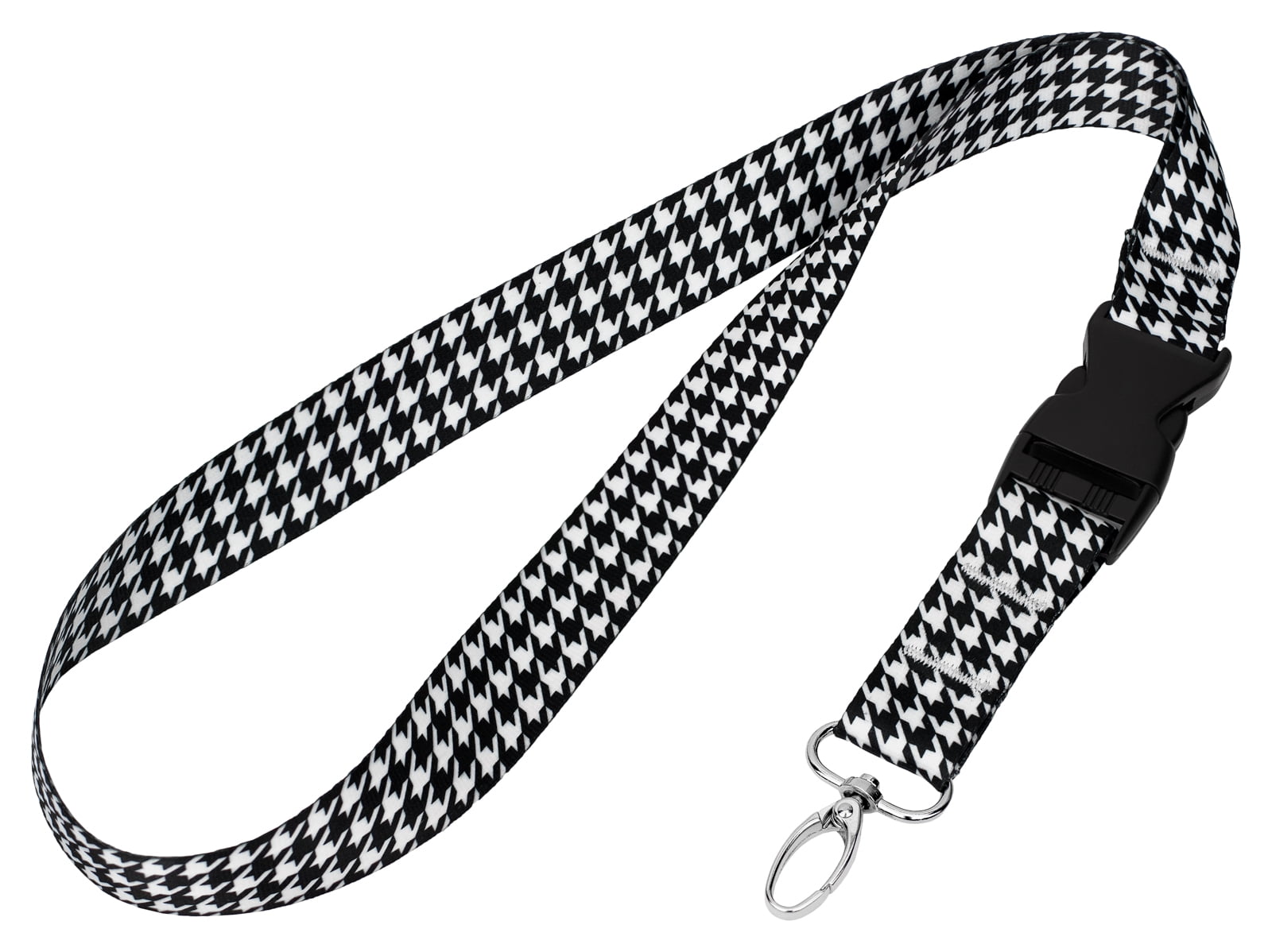 Houndstooth Lanyard for ID or Keys Fabric with Clip 