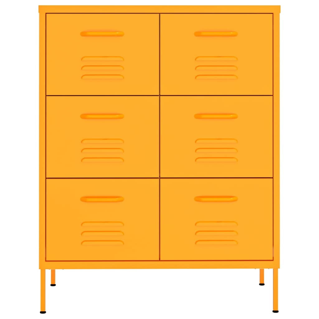 vidaXL Drawer Cabinet Mustard Yellow 31.5"x13.8"x40" Steel