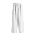 thumbnail image 2 of Domuza Mens Cotton-Linen Pants Drawstring Elastic Waist Linen Summer Casual Pants Sports & Recreation Breeze Beach Pants-White M, 2 of 6