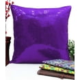 thumbnail image 2 of Yuga Metallic Purple Sequin Throw Cushion Cover Glitter Pillow Wedding Decor Lounge 20 X 20 Inches, 2 of 4