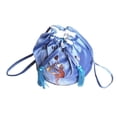 thumbnail image 3 of Mochila de gimnasio, bolsa de baile para mujer, bolsa de terciopelo suave con cordón, ideal para la escuela, Azul S, 3 of 9