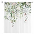 thumbnail image 2 of Sage Green Eucalyptus Semi Sheer Curtains Drapes for Living Room, Bedroom, French Doors Window 54 Inches Long, Aesthetics Floral Farm Foliage Rod Pocket Chiffon Curtain Drapery Voile Draperies Panel, 2 of 6
