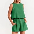 thumbnail image 2 of Spring Summer Women's Casual Sleeveless Solid Color High Waist Loose Shorts Two Piece Set Comfortable Breathable Fashion Outfit, 2 of 2