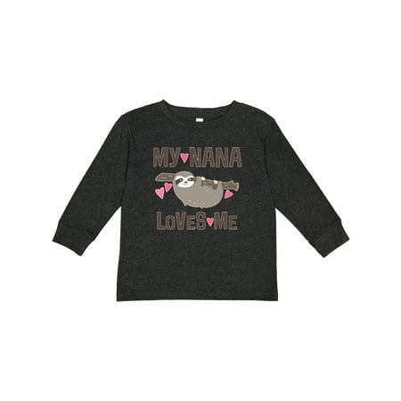 

Inktastic My Nana Loves Me Sloth Girls Long Sleeve Toddler T-Shirt