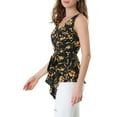 thumbnail image 6 of INSPIRE CHIC Women's Summer Tops Sleeveless V Neckline Wrap Tie Waist Tops S Black Yellow, 6 of 7