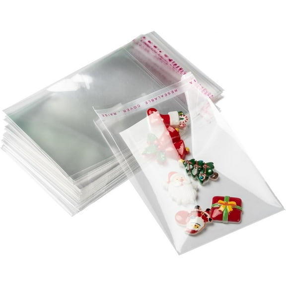 100 Pcs 4.72x2.75 Inch Clear Resealable OPP Cellophane Bags Self Adhesive Sealing Treat Bags Rectangle Gift Wrapping Bags Small Jewelry Storage Bags Candy Bakery Candle Soap Cookie 100pcs
