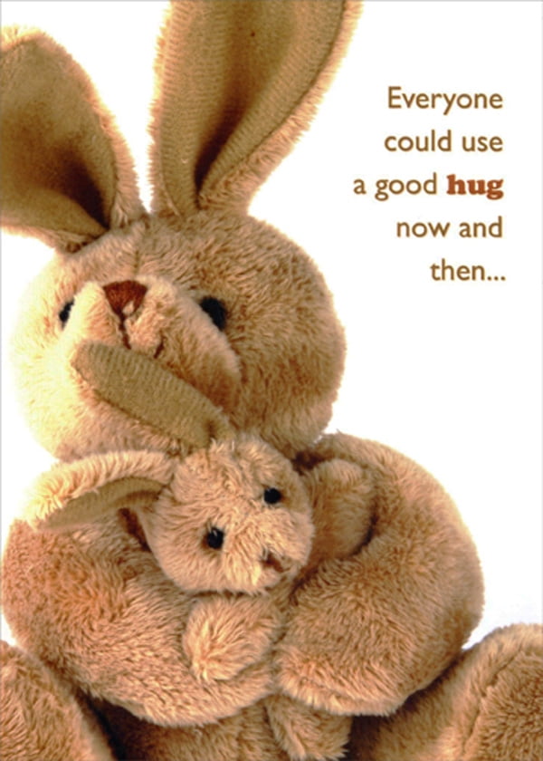Designer Greetings Stuffed Bunny Rabbit Hugging Smaller Bunny Funny / Humorous Thinking of You