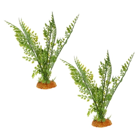 OUNONA 2Pcs Reptile Terrarium Decor Green Artificial Plants for Glass Container