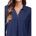 thumbnail image 3 of FASHIONWT Women Knitted Cotton Blend Blouse 3/4 Sleeve Ruched Business Shirt, 3 of 4