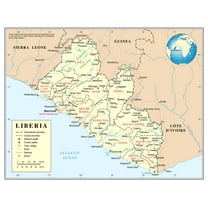 Palmetto Posters Large Detailed Political and Administrative Map of Liberia 24'' x 31'' Poster