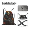 thumbnail image 4 of Disketp Vibrant Skull Soldier Drawstring Backpack Drawstring Gym Bags Draw String Bags for Sports, Gym, Travel, Swimming, Beach-Medium, 4 of 6