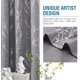 thumbnail image 5 of Cortinas opacas para dormitorio con estampado de papel de aluminio, rama de árbol, rama de árbol, aislamiento térmico, con ojales, cortinas que bloquean la luz, gruesas y suaves cortinas para ventana para sala de estar, 52 x 84 pulgadas, salvia, 2 paneles, gris, 52 pulgadas de ancho x 63 pulgadas de largo, 5 of 5