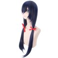 thumbnail image 2 of Peluca para cosplay, color azul oscuro, 80 cm de largo, pelo liso con flequillo, 2 of 3