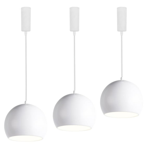 KAYYELAMP Set Three Adjusted Cable Halo Track Lamp White Globe Metal Shade Modern Pendant Lighting for Kitchen Dining Room(No Bulb, Track)