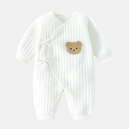 

Newborn Butterfly Clothing Autumn And Winter Three-layer Warm Just Born Treasure Jumpsuit Closed Ha Clothes Baby Climbing Clothes Butterfly clothes white bear - warm 52cm