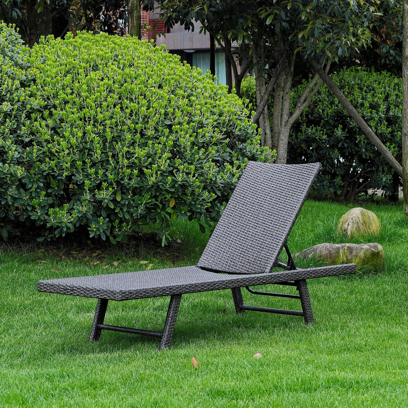 Resin Wicker Aluminum Frame All-Weather Multi-Position Chaise Lounge by NA