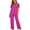 Hot Pink, variant on Two Piece Sets for Women Wide Leg Pants Set Summer Outfits Short Sleeve Crew Neck Tees Trousers Matching Sets Casual Going Out