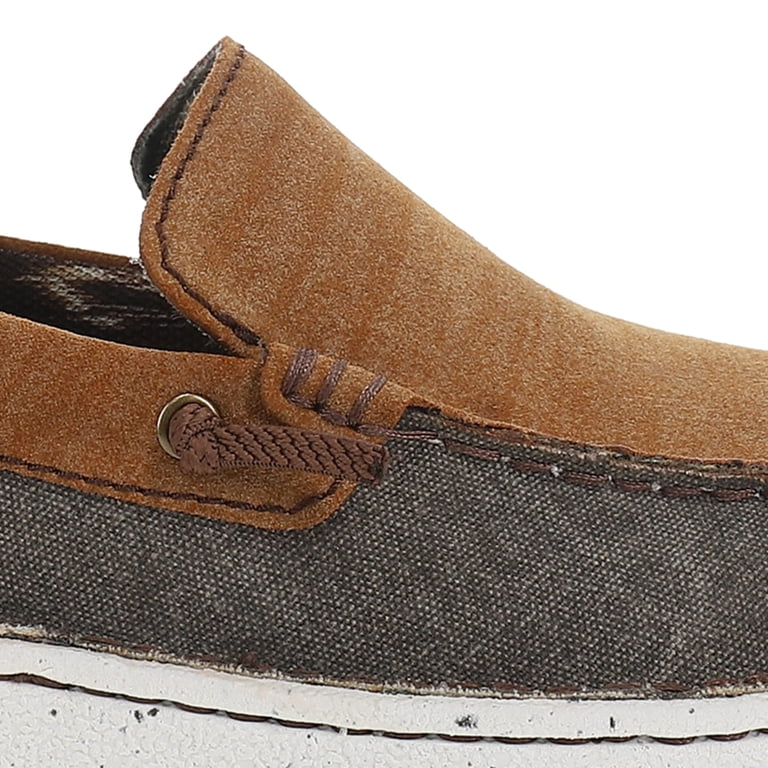 Justin Men\'s Dark Gray Canvas Slip-On Loafers with Brown Laces_11 Justin Boots | Shoes | Mens Size 1 M Justin Loafers Style  main image 4